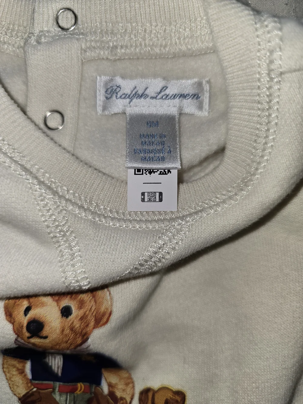 Ralph Lauren Polo Bear & Dog Ivory Cotton Coverall